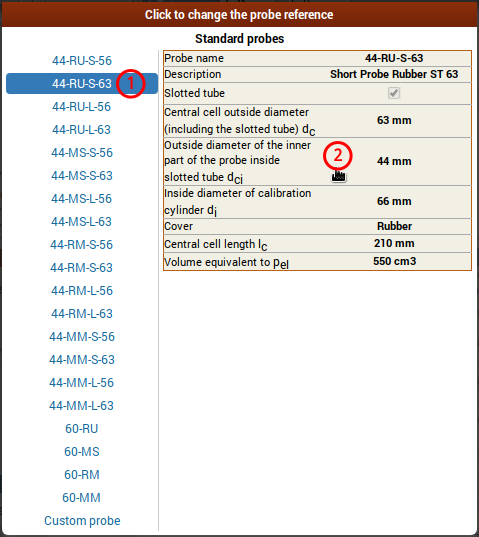 Selecting a standard probe