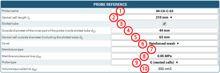 Enter information of the new slotted tube probe