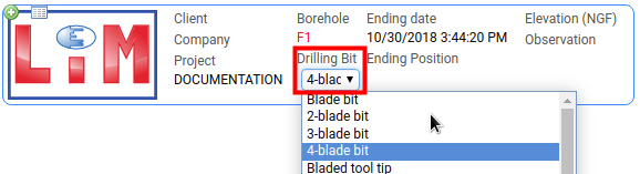 Drilling bit in the header