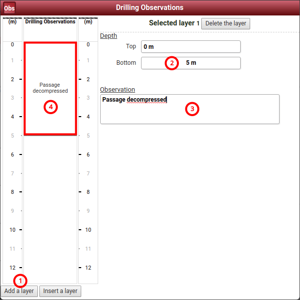 Creating a drilling observation