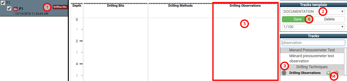 Creating drilling observations track