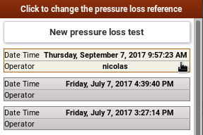 Change the pressure loss test