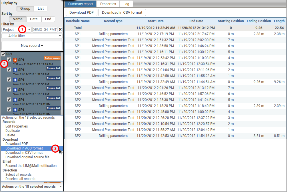 Export a project in AGS format