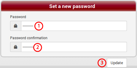 New password setting