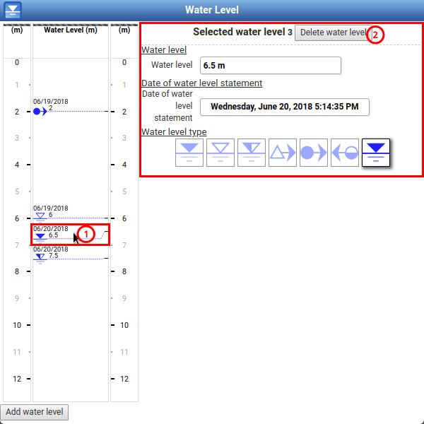 Deleting water levels